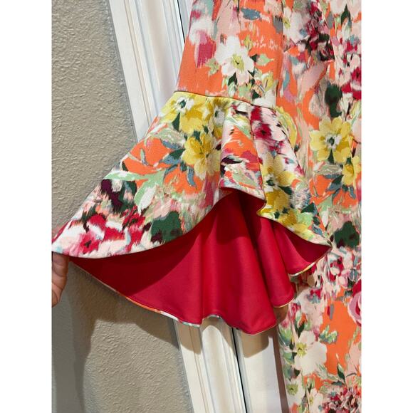 Shelby & Palmer Floral 3/4 Bell Sleeve Hippie Sheath Dress Size 14 - Picture 8 of 9